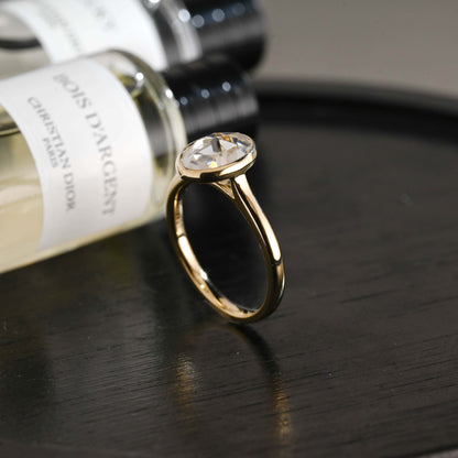 CausYou oval cut diamond engagement ring Solid Gold D/VS1 Bezel Cathedral Setting Oval Cut Lab Grown Diamond Engagement Ring