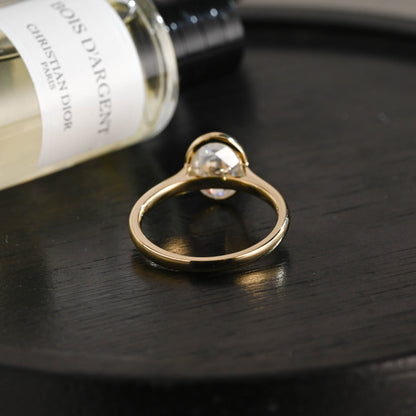 CausYou oval cut diamond engagement ring Solid Gold D/VS1 Bezel Cathedral Setting Oval Cut Lab Grown Diamond Engagement Ring