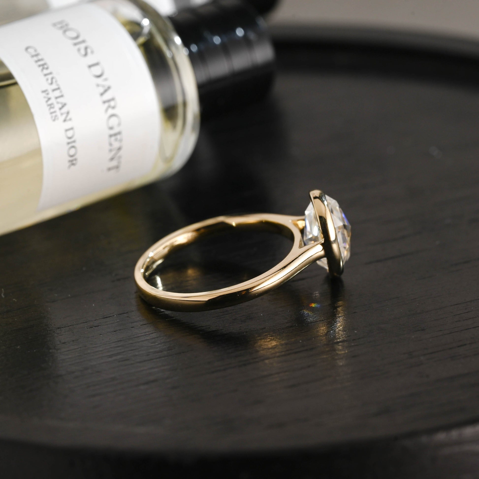 CausYou oval cut diamond engagement ring Solid Gold D/VS1 Bezel Cathedral Setting Oval Cut Lab Grown Diamond Engagement Ring