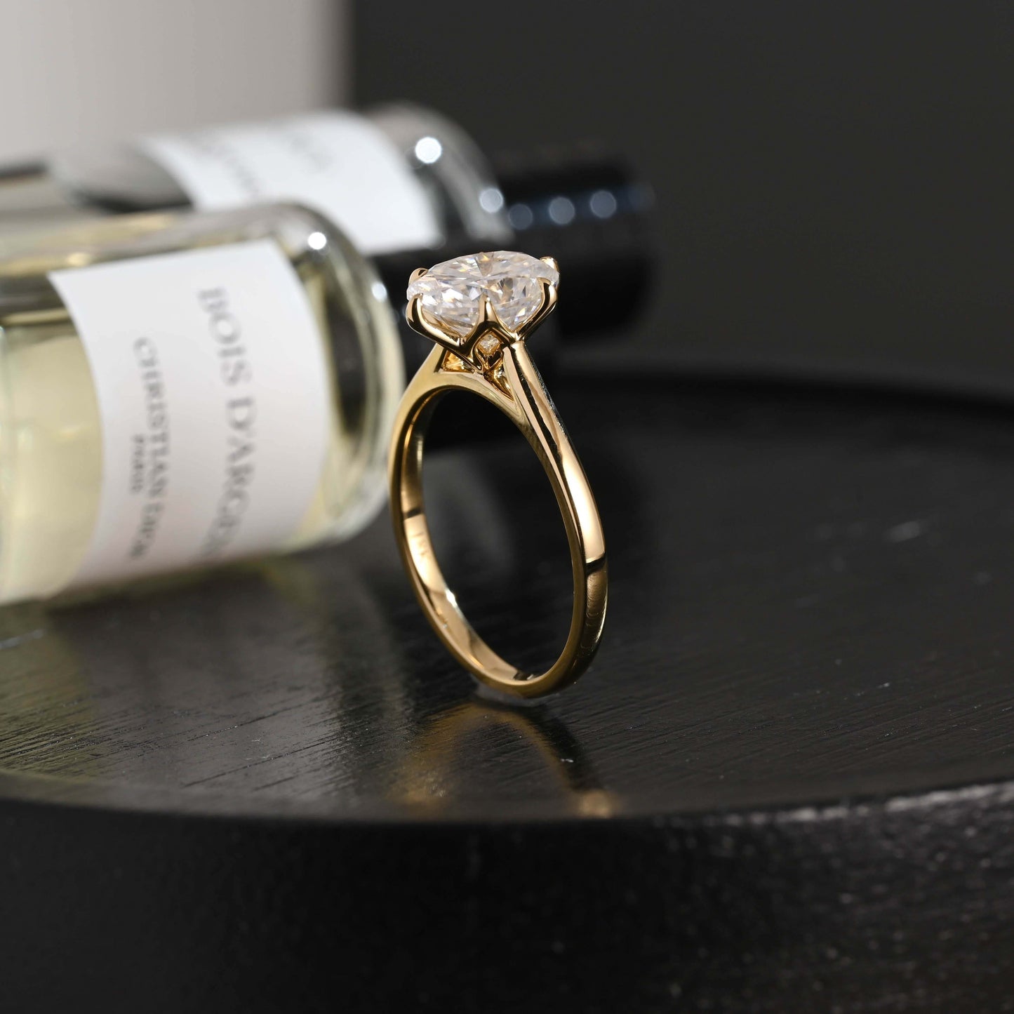 CausYou oval cut diamond engagement ring Solid Gold D/VS1 Cathedral Tulip Setting Oval Cut Lab Grown Diamond Engagement Ring