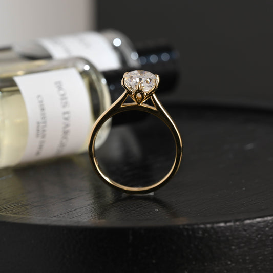 CausYou oval cut diamond engagement ring Solid Gold D/VS1 Cathedral Tulip Setting Oval Cut Lab Grown Diamond Engagement Ring