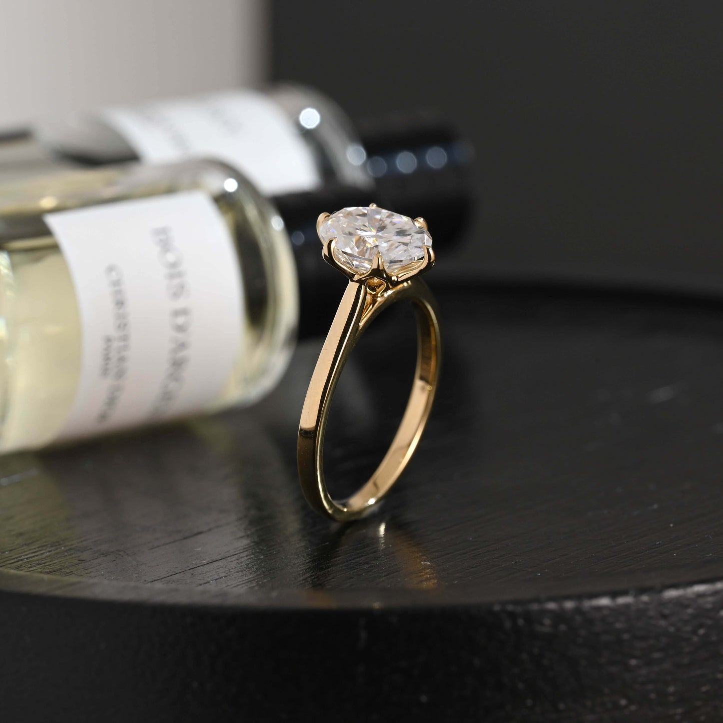 CausYou oval cut diamond engagement ring Solid Gold D/VS1 Cathedral Tulip Setting Oval Cut Lab Grown Diamond Engagement Ring