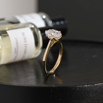 CausYou oval cut diamond engagement ring Solid Gold D/VS1 Cathedral Tulip Setting Oval Cut Lab Grown Diamond Engagement Ring
