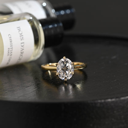 CausYou oval cut diamond engagement ring Solid Gold D/VS1 Cathedral Tulip Setting Oval Cut Lab Grown Diamond Engagement Ring