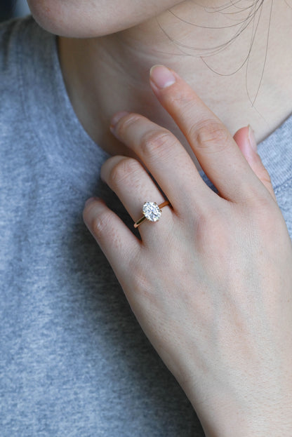 CausYou oval cut diamond engagement ring Solid Gold D/VS1 Cathedral Tulip Setting Oval Cut Lab Grown Diamond Engagement Ring