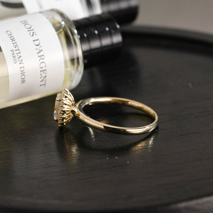 CausYou oval cut diamond engagement ring Solid Gold D/VS1 Flower Oval Cut Lab Grown Diamond Engagement Ring