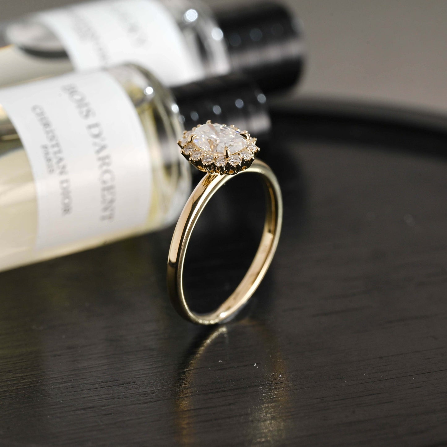CausYou oval cut diamond engagement ring Solid Gold D/VS1 Flower Oval Cut Lab Grown Diamond Engagement Ring