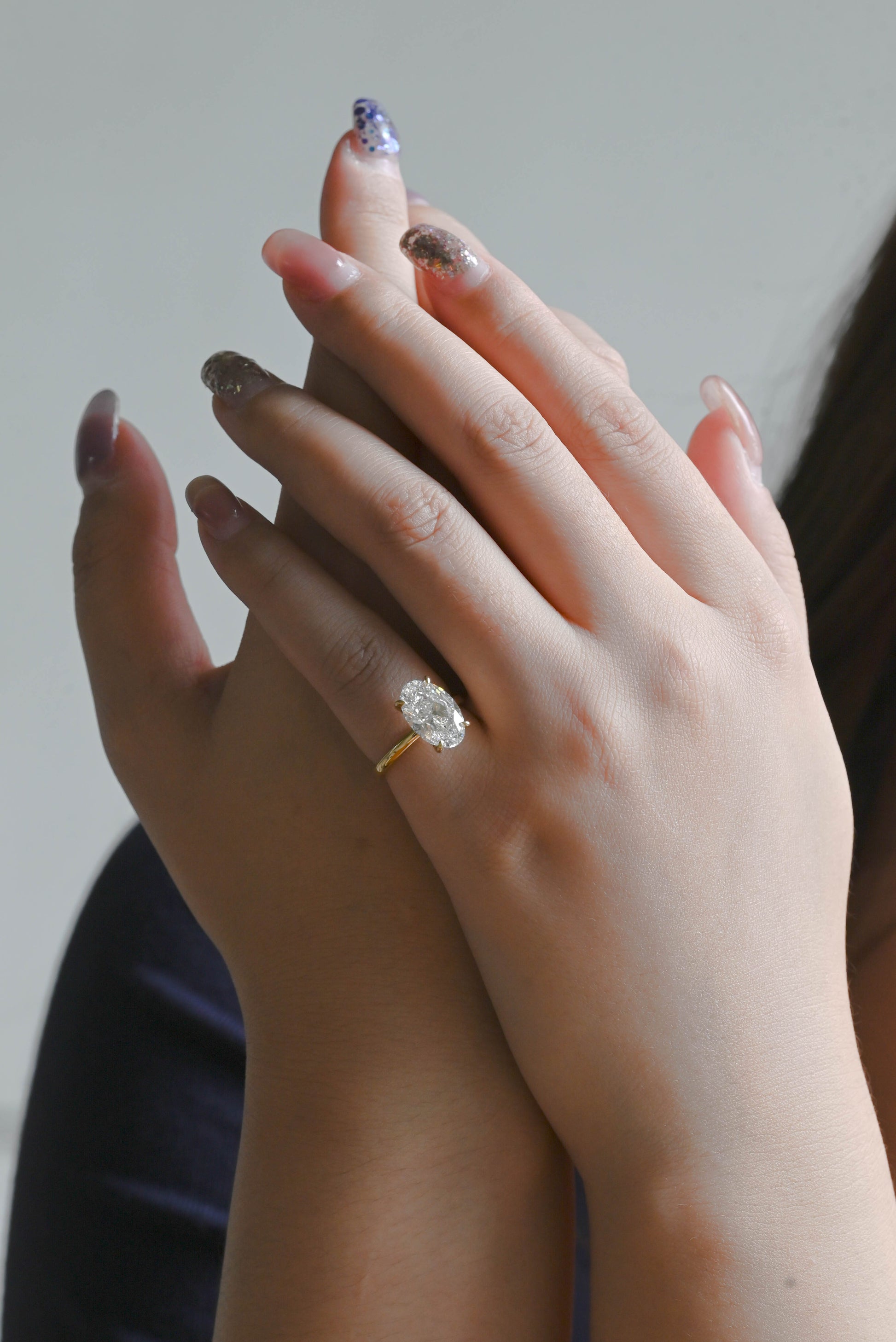 CausYou oval cut diamond engagement ring Solid Gold D/VS1 Hidden Halo Oval Cut Lab Grown Diamond Engagement Ring