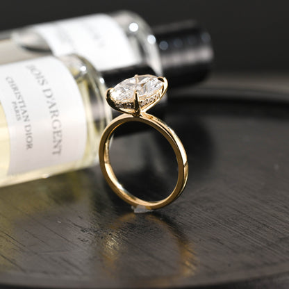 CausYou oval cut diamond engagement ring Solid Gold D/VS1 Hidden Halo Oval Cut Lab Grown Diamond Engagement Ring