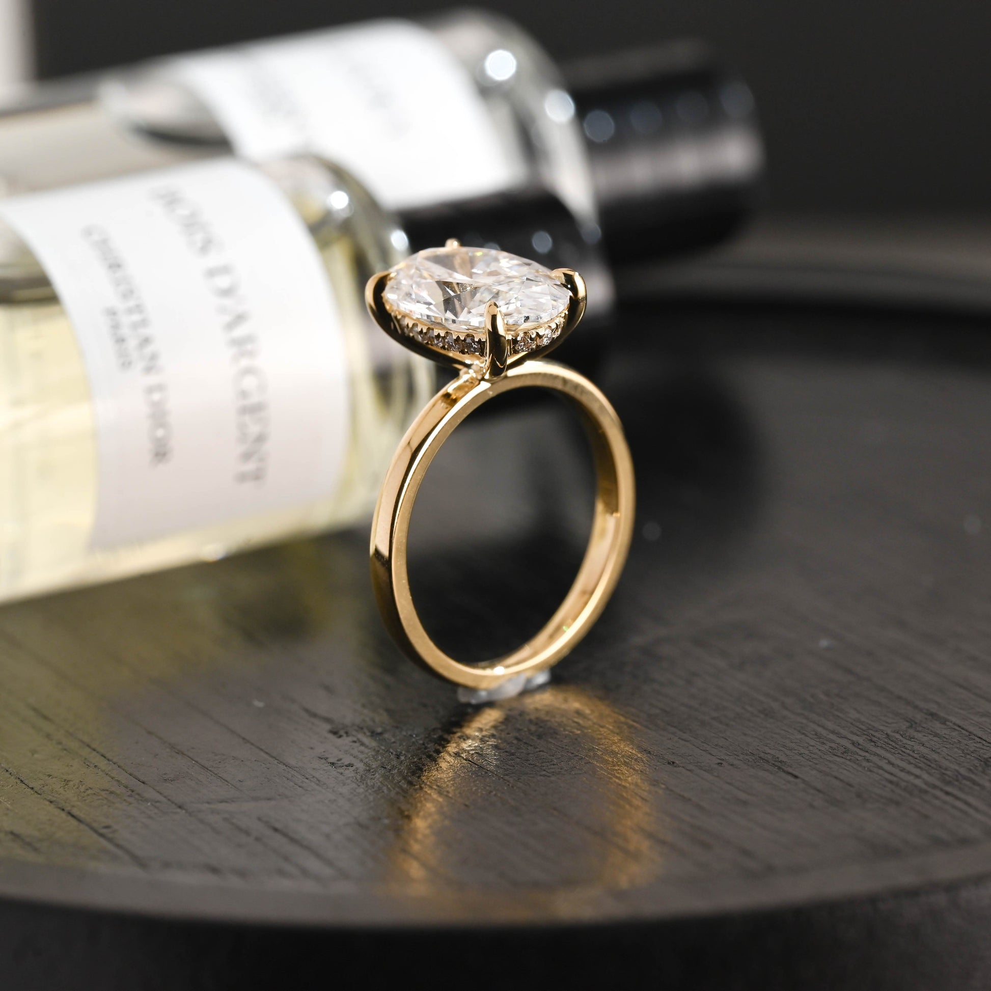 CausYou oval cut diamond engagement ring Solid Gold D/VS1 Hidden Halo Oval Cut Lab Grown Diamond Engagement Ring