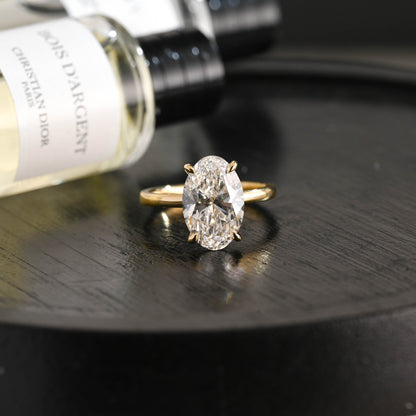 CausYou oval cut diamond engagement ring Solid Gold D/VS1 Hidden Halo Oval Cut Lab Grown Diamond Engagement Ring