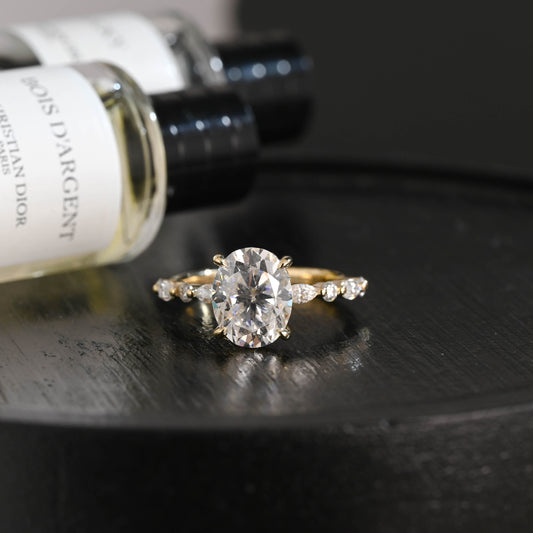 CausYou oval cut diamond engagement ring Solid Gold D/VS1 Hidden Halo Oval Lab Grown Diamond Engagement Ring