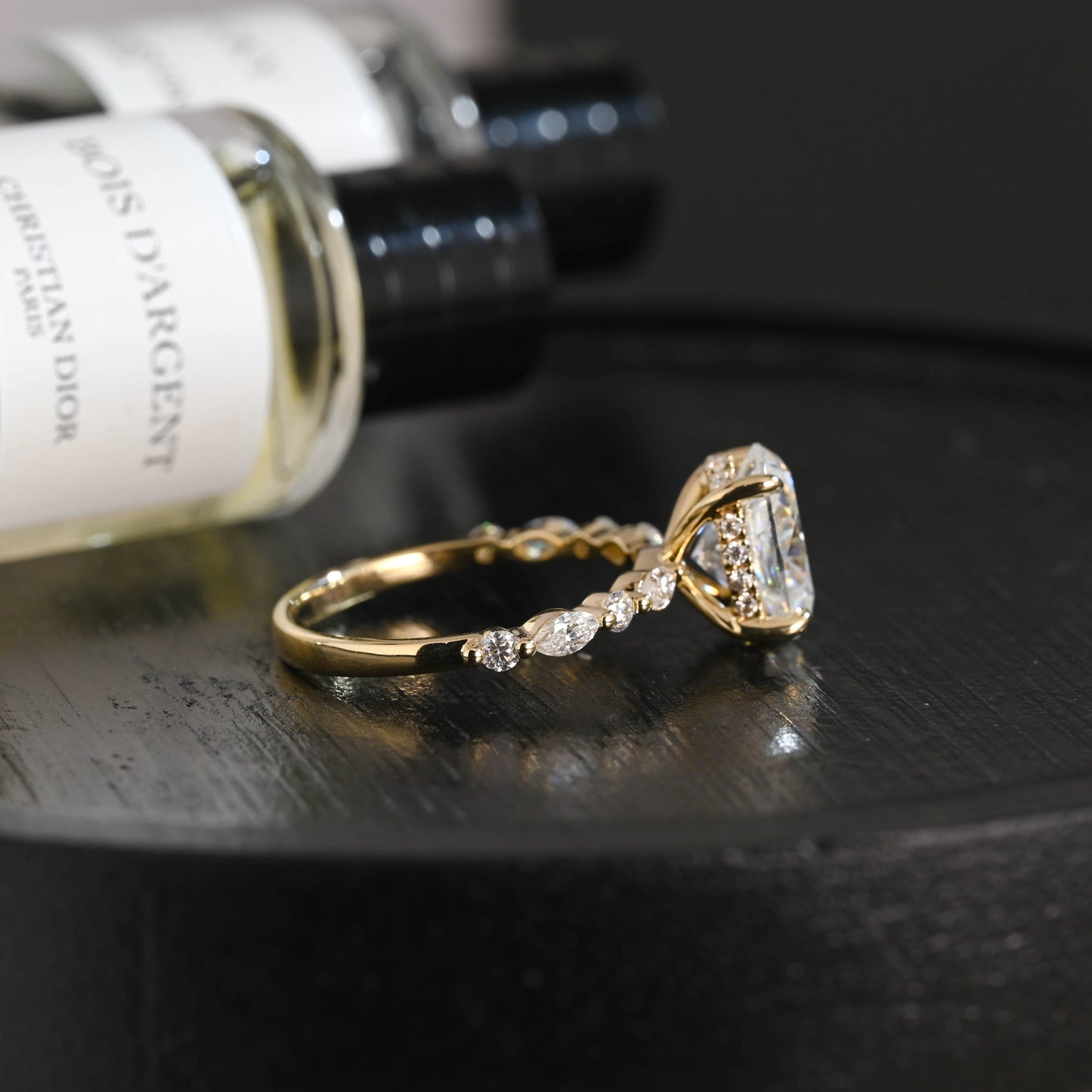 CausYou oval cut diamond engagement ring Solid Gold D/VS1 Hidden Halo Oval Lab Grown Diamond Engagement Ring