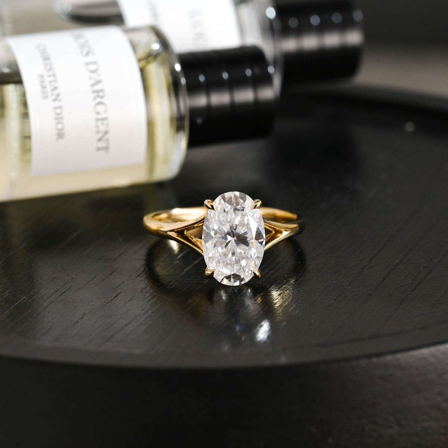 CausYou oval cut diamond engagement ring Solid Gold D/VS1 Split Shank Oval Cut Lab Grown Diamond Engagement Ring