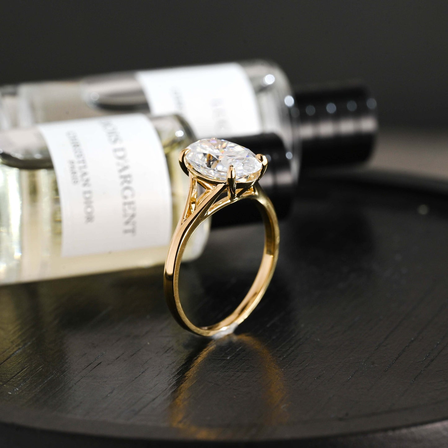 CausYou oval cut diamond engagement ring Solid Gold D/VS1 Split Shank Oval Cut Lab Grown Diamond Engagement Ring