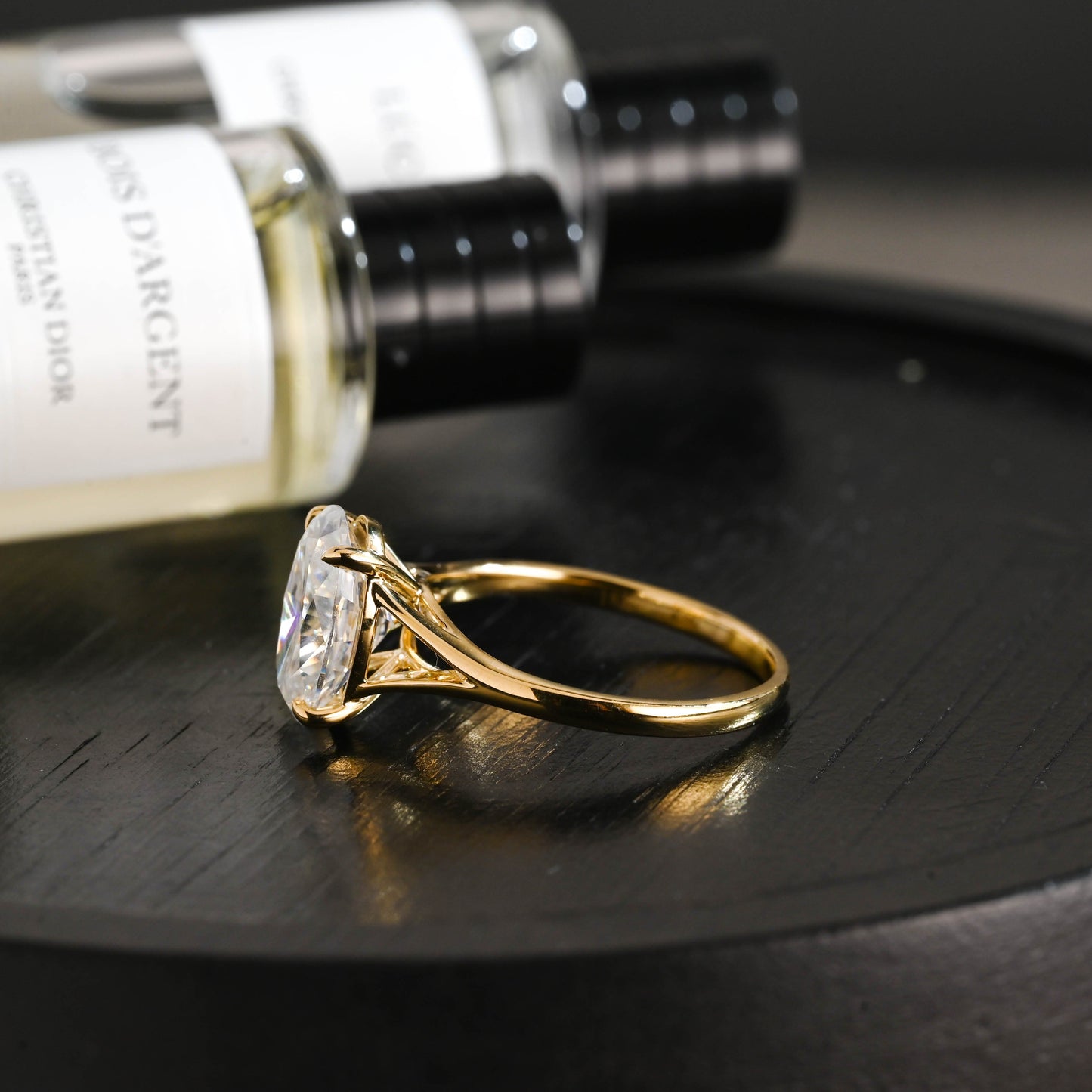 CausYou oval cut diamond engagement ring Solid Gold D/VS1 Split Shank Oval Cut Lab Grown Diamond Engagement Ring