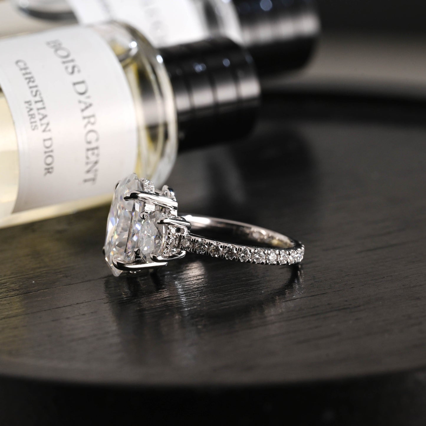 CausYou oval cut diamond engagement ring Solid Gold D/VS1 Three Stone Half Pave Oval Cut Lab Grown Diamond Engagement Ring