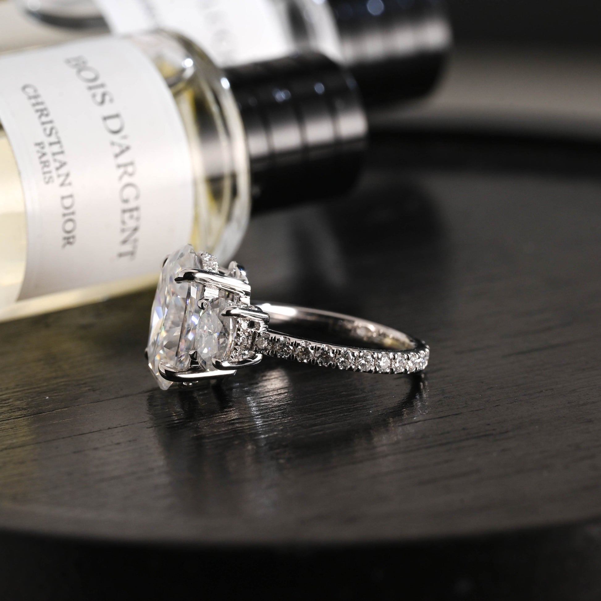 CausYou oval cut diamond engagement ring Solid Gold D/VS1 Three Stone Half Pave Oval Cut Lab Grown Diamond Engagement Ring