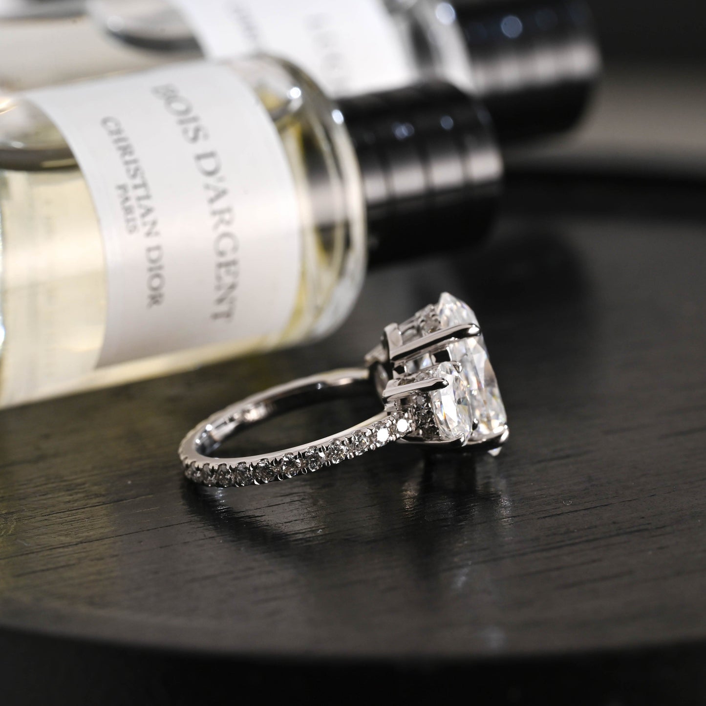 CausYou oval cut diamond engagement ring Solid Gold D/VS1 Three Stone Half Pave Oval Cut Lab Grown Diamond Engagement Ring