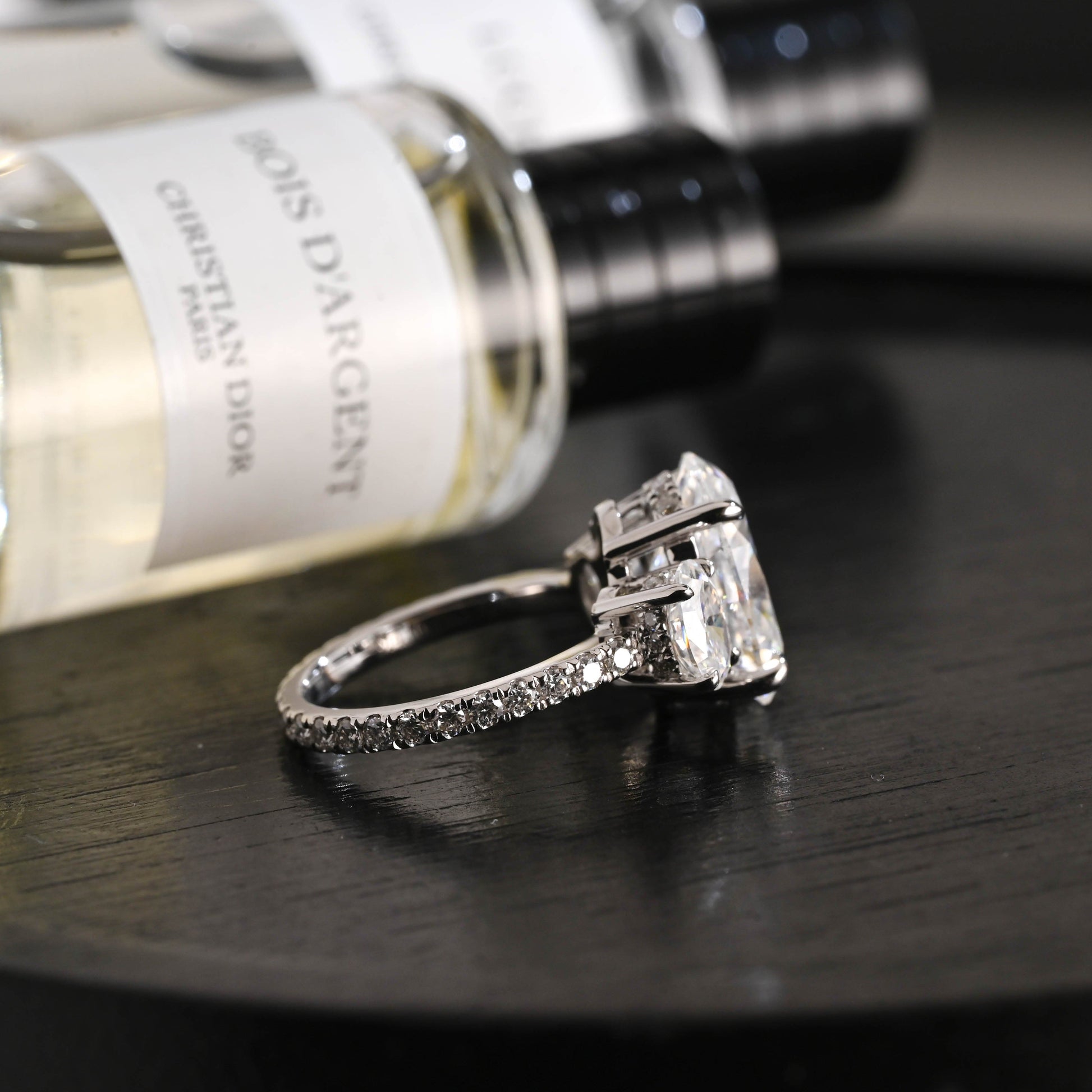 CausYou oval cut diamond engagement ring Solid Gold D/VS1 Three Stone Half Pave Oval Cut Lab Grown Diamond Engagement Ring