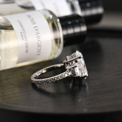 CausYou oval cut diamond engagement ring Solid Gold D/VS1 Three Stone Half Pave Oval Cut Lab Grown Diamond Engagement Ring