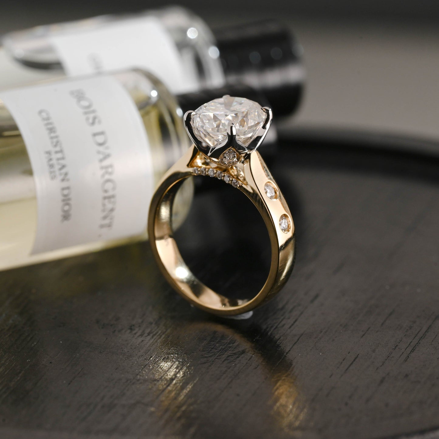 CausYou oval cut diamond engagement ring Solid Gold D/VS1 Two Tone Tulip Setting Oval Cut Lab Grown Diamond Engagement Ring