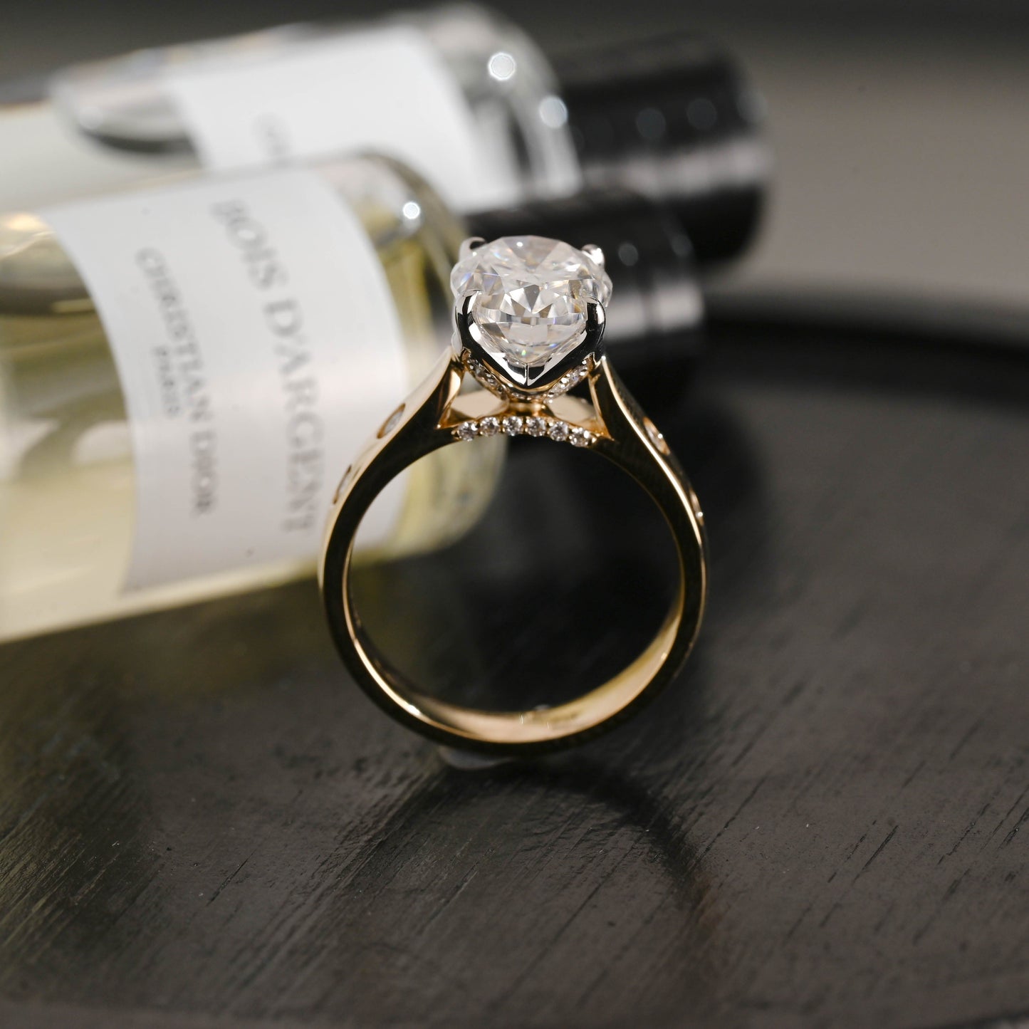 CausYou oval cut diamond engagement ring Solid Gold D/VS1 Two Tone Tulip Setting Oval Cut Lab Grown Diamond Engagement Ring