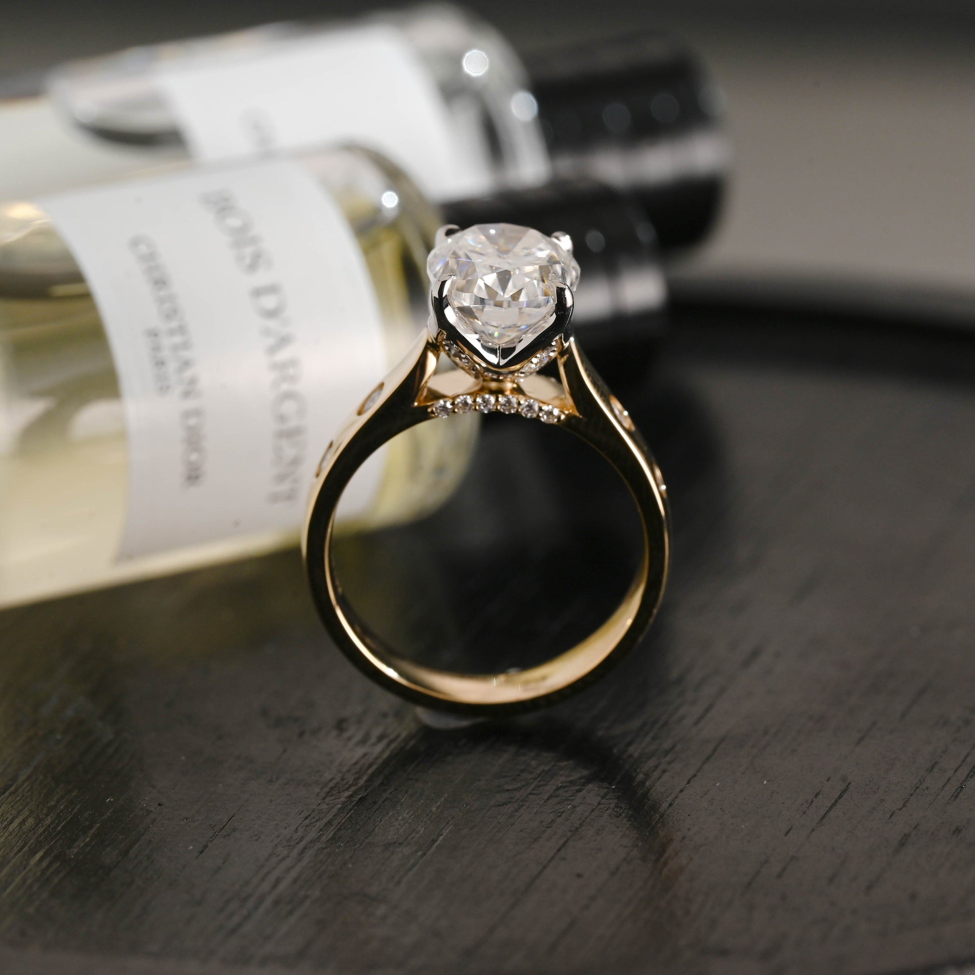 CausYou oval cut diamond engagement ring Solid Gold D/VS1 Two Tone Tulip Setting Oval Cut Lab Grown Diamond Engagement Ring