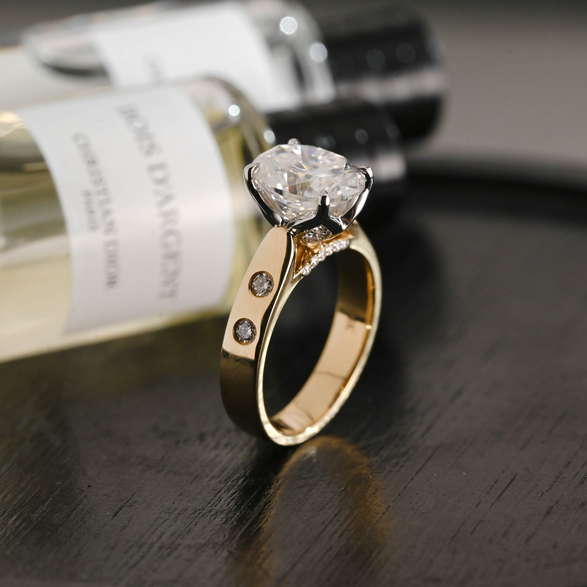 CausYou oval cut diamond engagement ring Solid Gold D/VS1 Two Tone Tulip Setting Oval Cut Lab Grown Diamond Engagement Ring