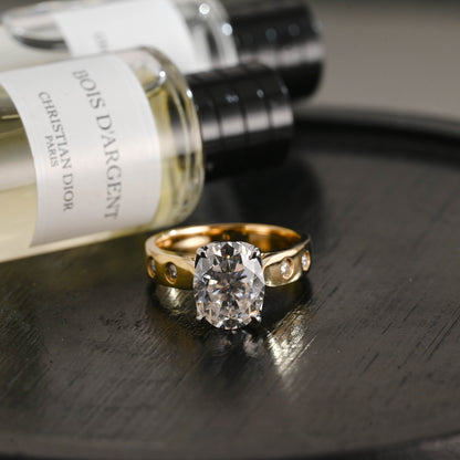 CausYou oval cut diamond engagement ring Solid Gold D/VS1 Two Tone Tulip Setting Oval Cut Lab Grown Diamond Engagement Ring