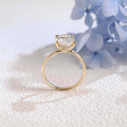 CausYou oval cut diamond engagement ring Solid Gold Oval Cut Lab Diamond Engagement Ring with Hidden Halo | D VS1 IGI Certified