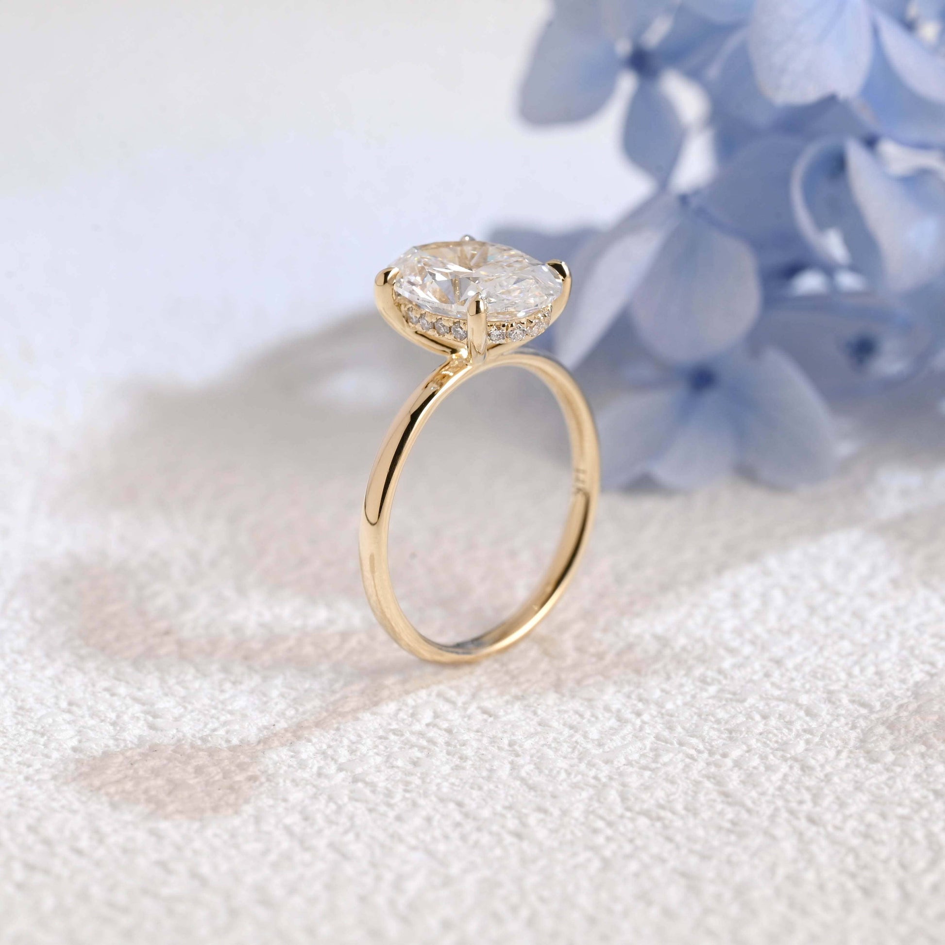 CausYou oval cut diamond engagement ring Solid Gold Oval Cut Lab Diamond Engagement Ring with Hidden Halo | D VS1 IGI Certified