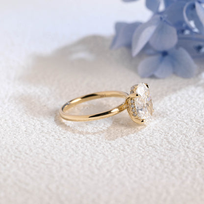 CausYou oval cut diamond engagement ring Solid Gold Oval Cut Lab Diamond Engagement Ring with Hidden Halo | D VS1 IGI Certified