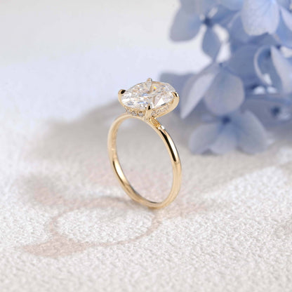 CausYou oval cut diamond engagement ring Solid Gold Oval Cut Lab Diamond Engagement Ring with Hidden Halo | D VS1 IGI Certified