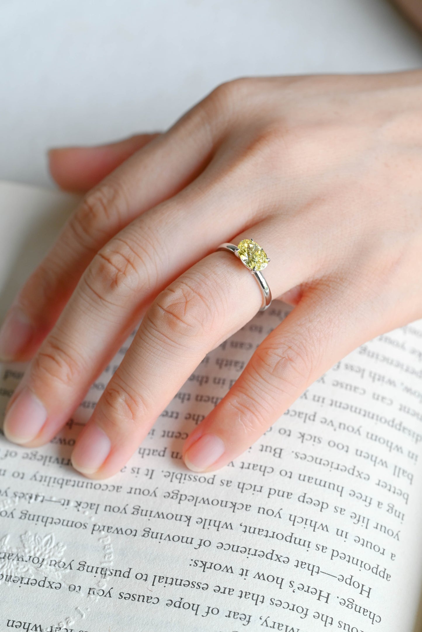 CausYou oval cut diamond engagement ring Solid Gold Oval Cut Yellow Lab Diamond Engagement Ring | Fancy Yellow SI1 IGI Certified