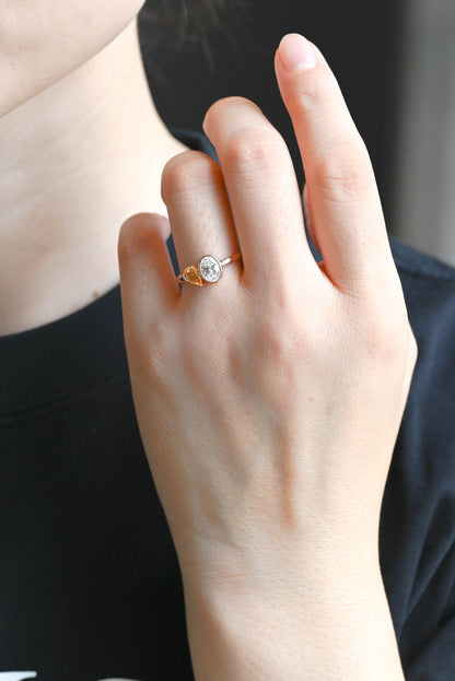 CausYou oval cut diamond engagement ring Solid Gold Oval Lab Diamond Engagement Ring | D VS1 IGI Certified, Citrine & Diamond Toi et Moi Ring