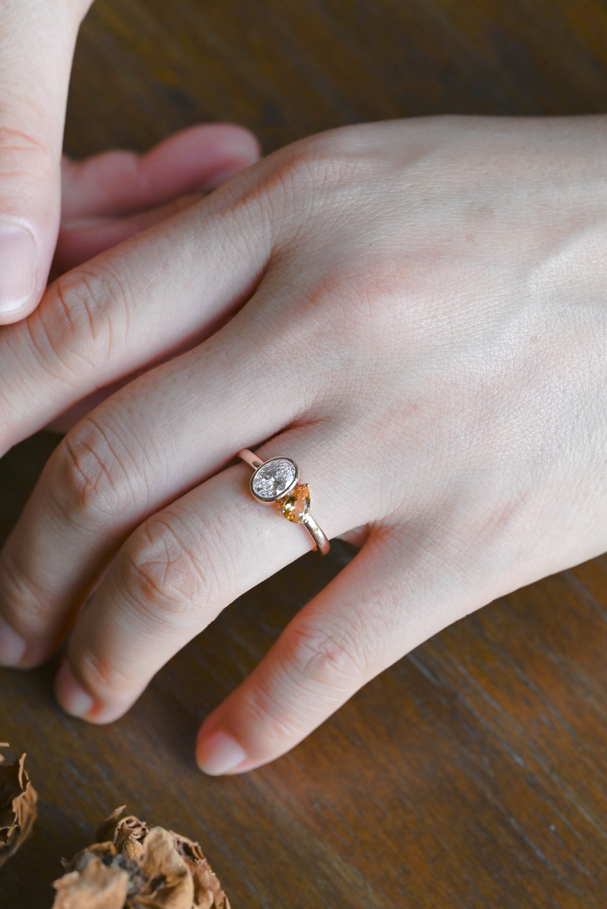 CausYou oval cut diamond engagement ring Solid Gold Oval Lab Diamond Engagement Ring | D VS1 IGI Certified, Citrine & Diamond Toi et Moi Ring