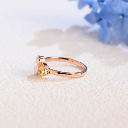 CausYou oval cut diamond engagement ring Solid Gold Oval Lab Diamond Engagement Ring | D VS1 IGI Certified, Citrine & Diamond Toi et Moi Ring