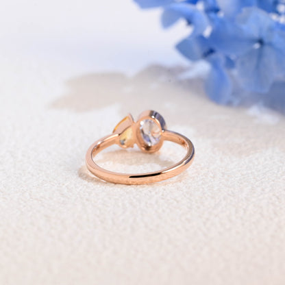 CausYou oval cut diamond engagement ring Solid Gold Oval Lab Diamond Engagement Ring | D VS1 IGI Certified, Citrine & Diamond Toi et Moi Ring