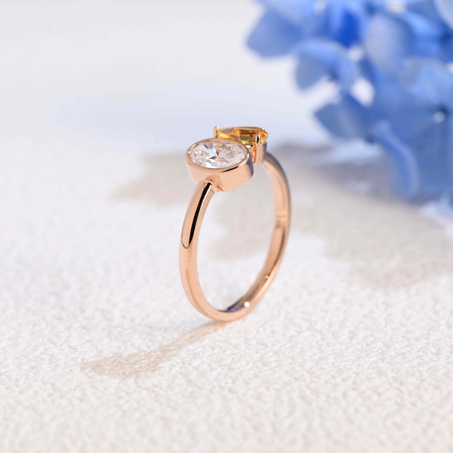 CausYou oval cut diamond engagement ring Solid Gold Oval Lab Diamond Engagement Ring | D VS1 IGI Certified, Citrine & Diamond Toi et Moi Ring