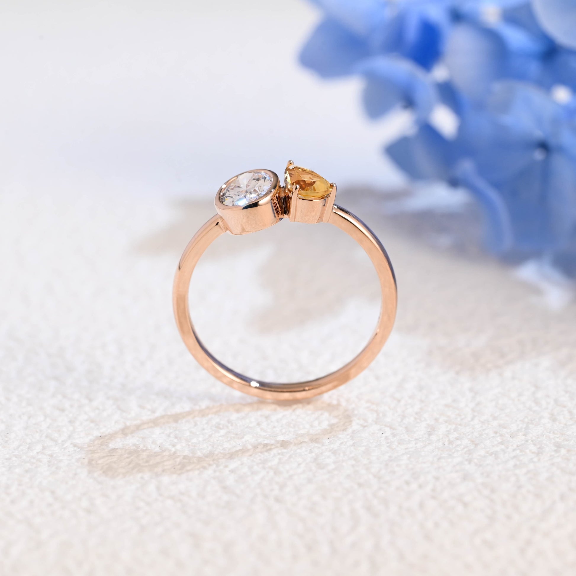 CausYou oval cut diamond engagement ring Solid Gold Oval Lab Diamond Engagement Ring | D VS1 IGI Certified, Citrine & Diamond Toi et Moi Ring