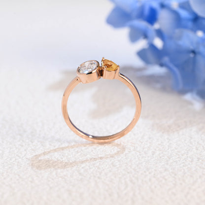 CausYou oval cut diamond engagement ring Solid Gold Oval Lab Diamond Engagement Ring | D VS1 IGI Certified, Citrine & Diamond Toi et Moi Ring