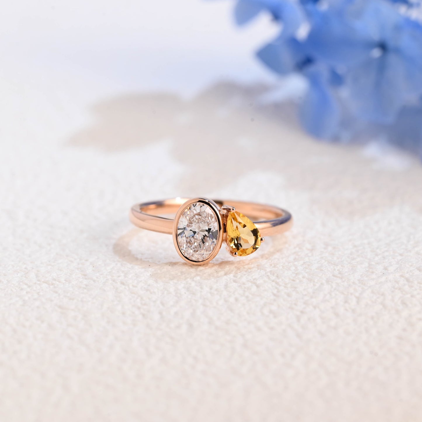 CausYou oval cut diamond engagement ring Solid Gold Oval Lab Diamond Engagement Ring | D VS1 IGI Certified, Citrine & Diamond Toi et Moi Ring
