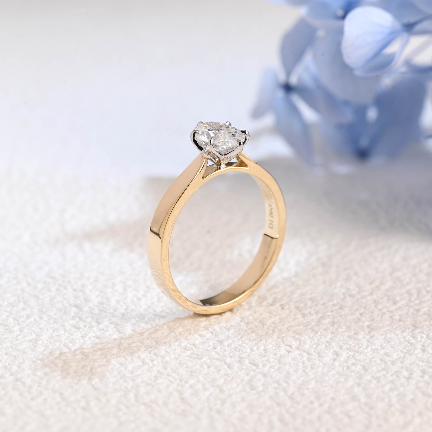 CausYou oval cut diamond engagement ring Solid Gold Two Tone Oval Cut Lab Diamond Engagement Ring | D Color VS1 IGI Certified