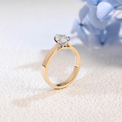 CausYou oval cut diamond engagement ring Solid Gold Two Tone Oval Cut Lab Diamond Engagement Ring | D Color VS1 IGI Certified