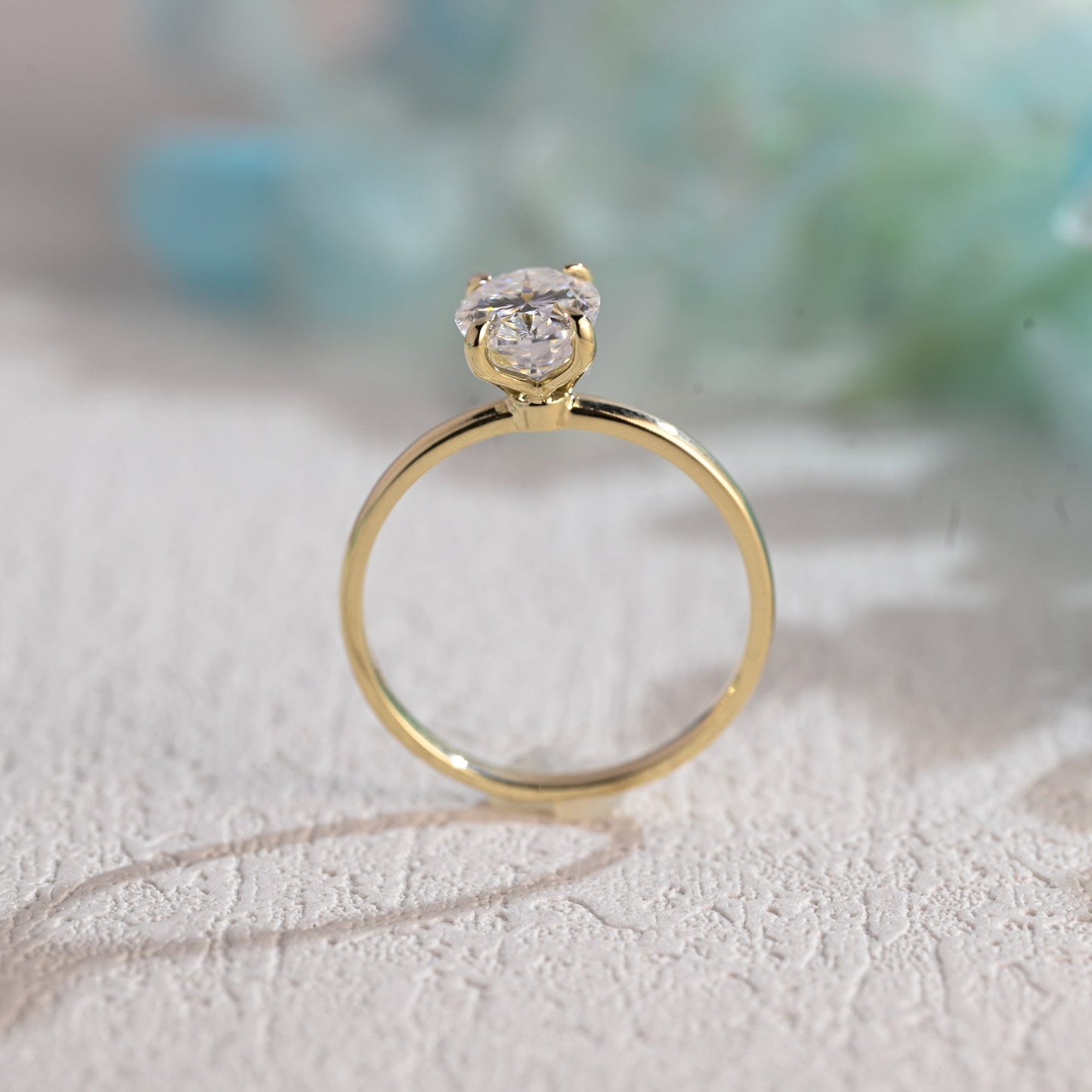 CausYou oval cut moissanite engagement ring CausYou Solid Gold Tulip Basket Oval Moissanite Engagement Ring, Solitaire Wedding Ring for Woman, Wife