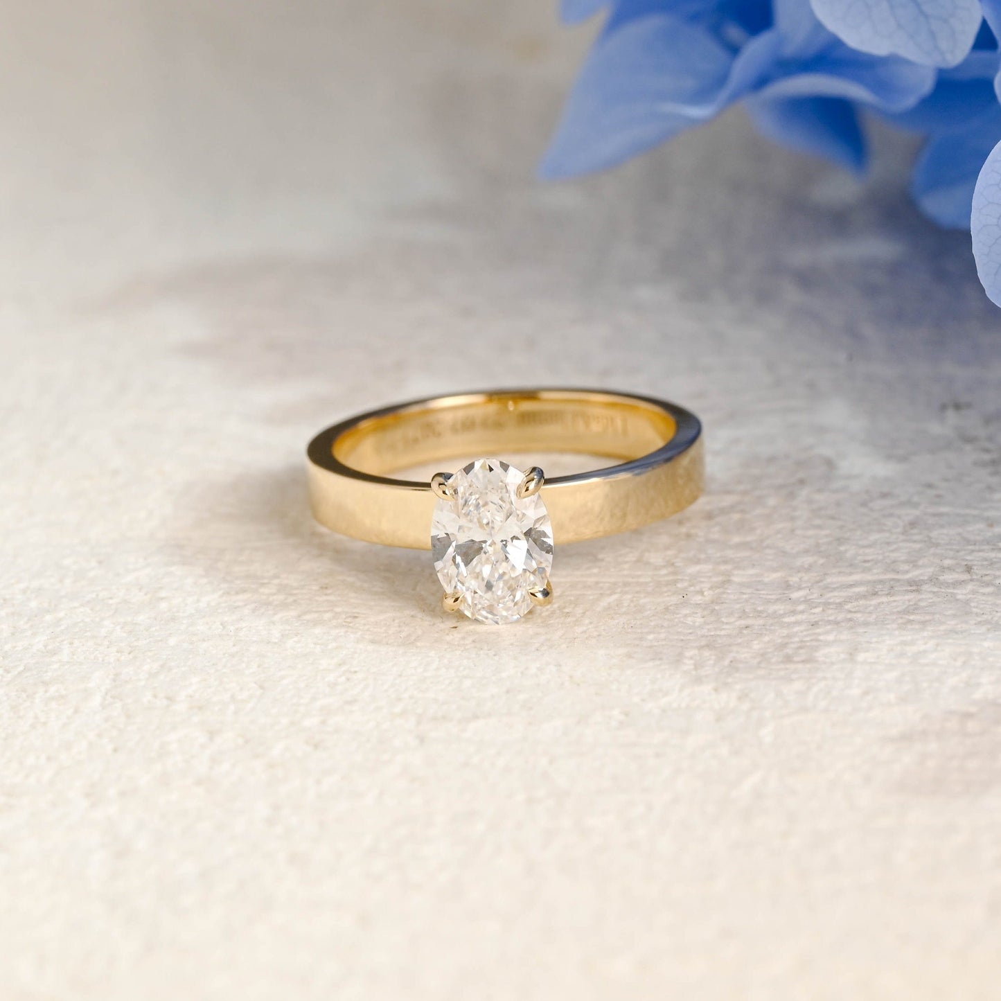 CausYou oval cut moissanite engagement ring Solid Gold 3mm Width Solitaire Oval Cut Moissanite Engagement Ring