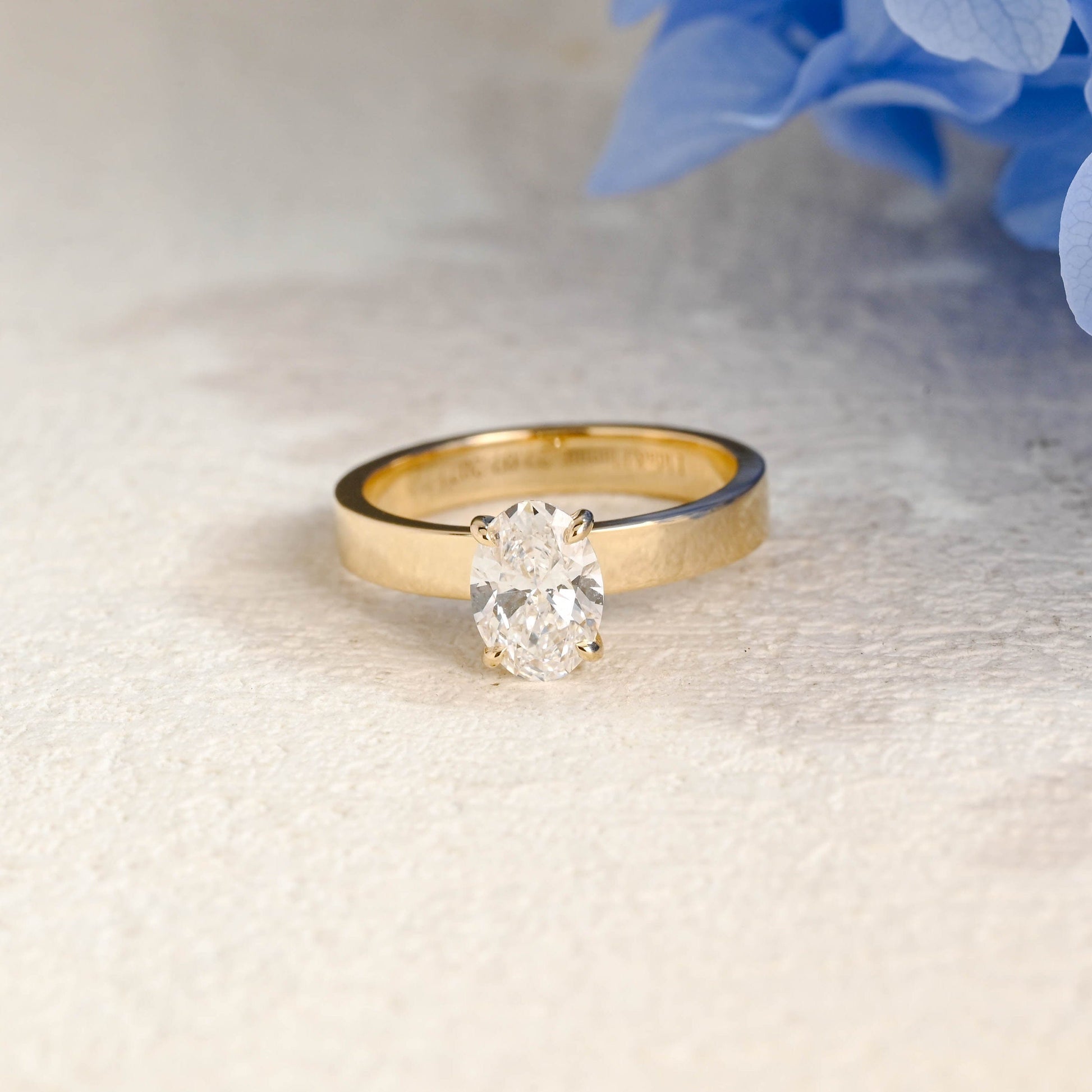 CausYou oval cut moissanite engagement ring Solid Gold 3mm Width Solitaire Oval Cut Moissanite Engagement Ring