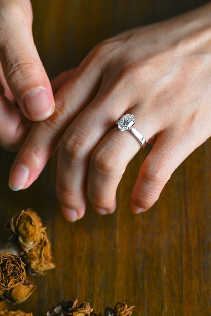 CausYou oval cut moissanite engagement ring Solid Gold 3mm Width Tulip Solitaire Oval Cut Moissanite Engagement Ring