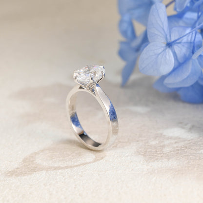 CausYou oval cut moissanite engagement ring Solid Gold 3mm Width Tulip Solitaire Oval Cut Moissanite Engagement Ring